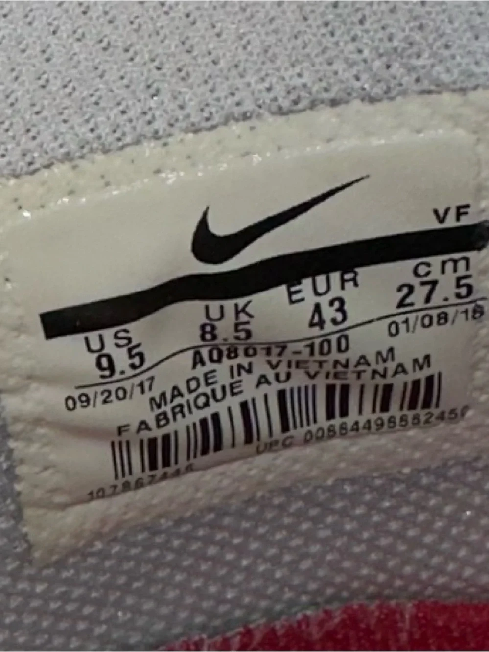 2018 Supreme × NBA x Nike Air Force 1 Mid White Size 9.5